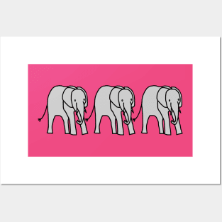 Three Baby Elephants Posters and Art